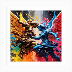 Angels Fighting 2 Art Print