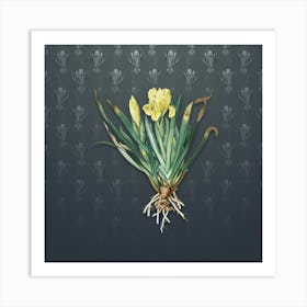 Vintage Crimean Iris Botanical on Slate Gray Pattern Art Print