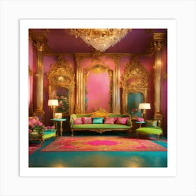 Gold And Pink Living Room Art Print