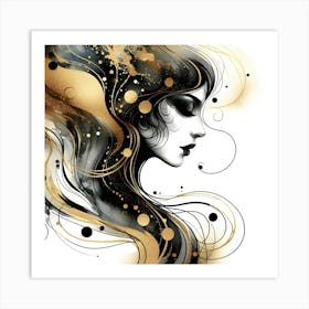 Gold And Black Abstract Painting 1 Art Print