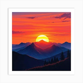 Sunset In The Mountains 12 Art Print