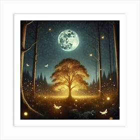 Fireflies In The Forest 1 Art Print