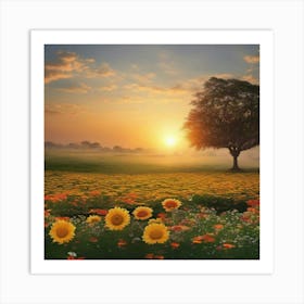 Sunflowers In The Field Art Print