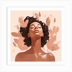 Of A Woman With Leaves Art Print