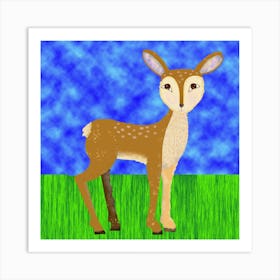 Deer In Forest Square Art Print