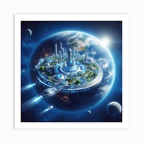 Futuristic City In Space 2 Art Print