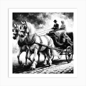 Carriage With Two Horses Art Print