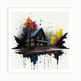 Colored House Ink Painting (119) Art Print