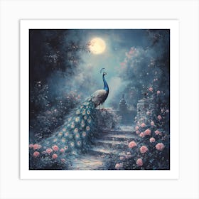 Peacock In The Garden 1 Art Print