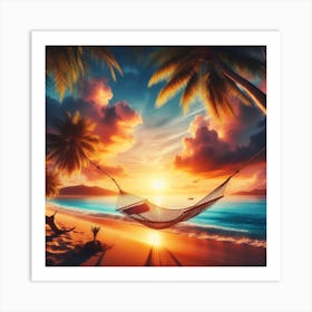 Hammock On The Beach Art Print