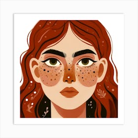 Pretty Face Girl With Freckles and Red Hair - Redhead woman  Art Print