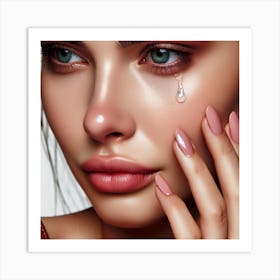 Missing You 1/4  (sad girl female tear gone lost lonely crying weeping  depressed longing desire broken) Art Print
