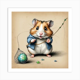 Hamster Fishing 11 Art Print