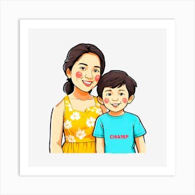 Champ Mom And Son Art Print