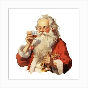 Santa Claus Drinking Whiskey Art Print