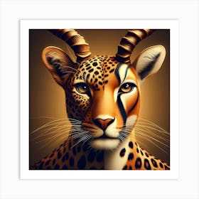 Symbiotic Hunter And Prey Cheetah And Antelope Color Illustration Art Print