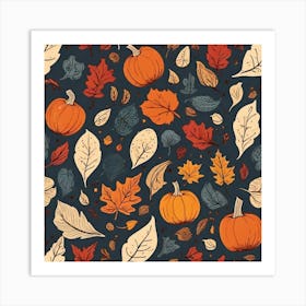 Autumn Leaves Seamless Pattern 4 Art Print