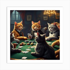 Cats Playing Poker Art Print