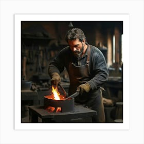 Blacksmith At Work Art Print