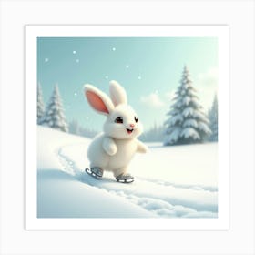 Flux Dev A Joyful Rabbit With Soft Fluffy White Fur And Bright 1 Art Print