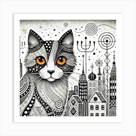 Frostbite Purr City Cat Art Print