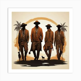 Boho Art Men silhouettes Art Print