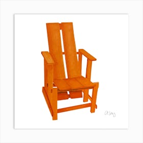 Orange Wood Chair 2 Art Print