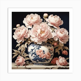 Peonies In A Vase 1 Art Print