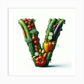 Funny Alpabet - V (Vegetables) Art Print