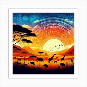 African Sunset Concept Art Print