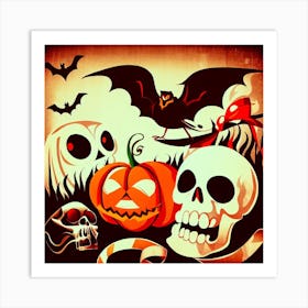 Have a Happy Retro Halloween Art Print