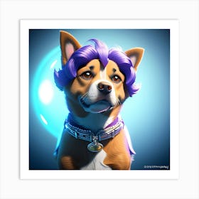 Dog With Purple Hair Art Print