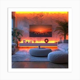 Living Room With Tv Art Print