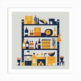 Illustration Of A Supermarket Shelf Art Print