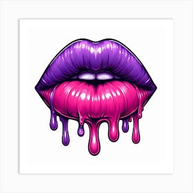 Plump lips drippy kiss 3 Art Print