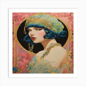 Lady With Blue Hair Art Print