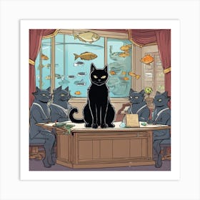 Cat In The Office Art Print