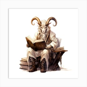 Goat Reading A Book Art Print