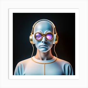 Man With Headphones 21 Art Print