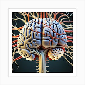 Human Brain With Blood Vessels 21 Art Print