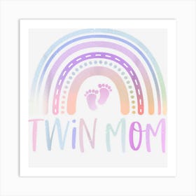 Twin Mom Cute Mama Of Twins Rainbow Pregnancy Announcement Art Print