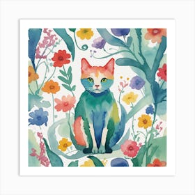 Colorful Cat 1 Art Print