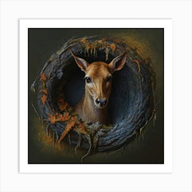 Deer In A Hole Art Print