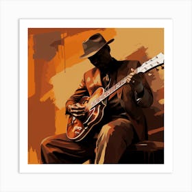 Blues Man Playing Guitar Art Print