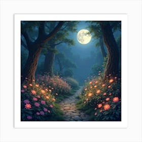 An Enchanted Garden With Flowers That Glow And Whisper Secrets 1 Art Print