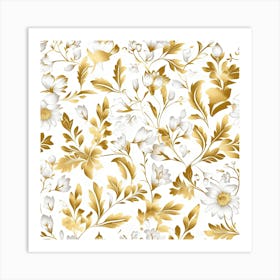 Flowers Gold Floral Art Print