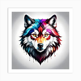 Colorful Wolf Head 3 Art Print