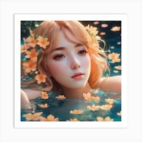 Beautiful Girl In Water 1 Art Print