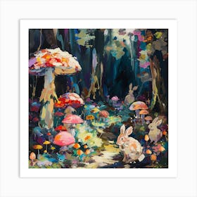 Rabbits In The Forest 1 Art Print