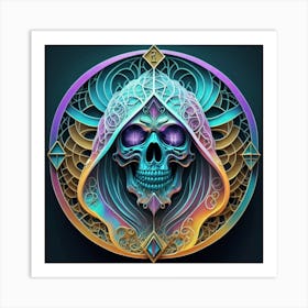 Skull In A Hood Art Print